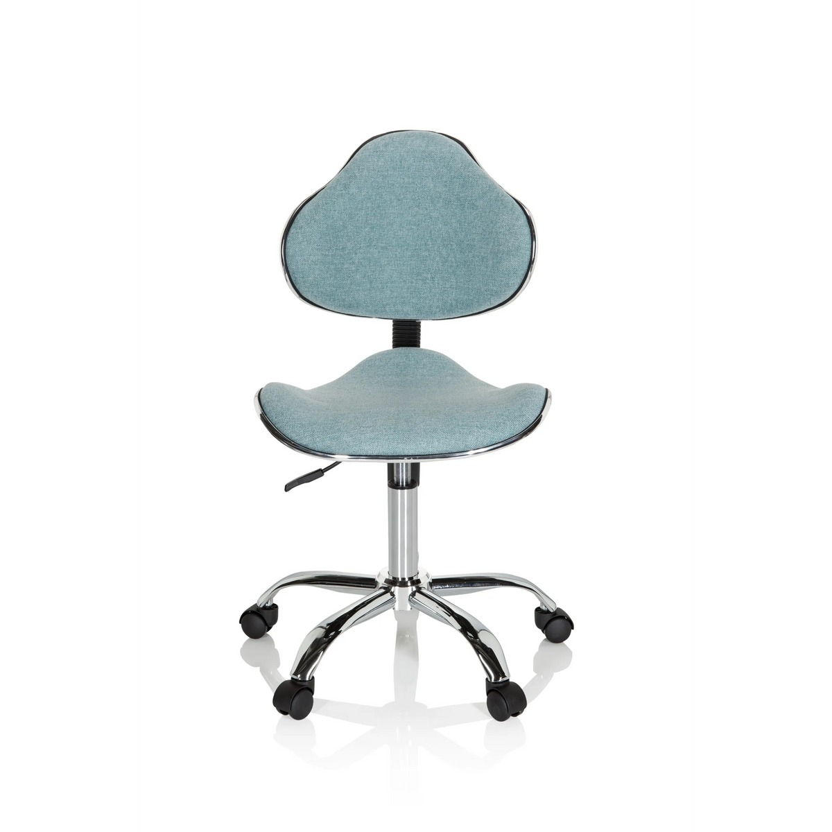 Sedia girevole per bambini KIDDY GTI-3 verde menta con struttura in metallo lucido e base a cinque ruote di hjh OFFICE – vista a 360° (vista frontale 0°)
