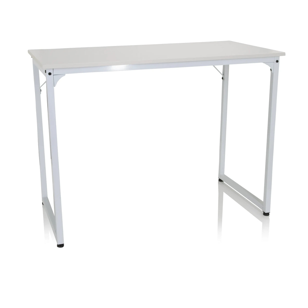 Scrivania bianca WORKSPACE I con piano rettangolare e gambe a U di hjh OFFICE – vista a 360° (vista frontale 20°)