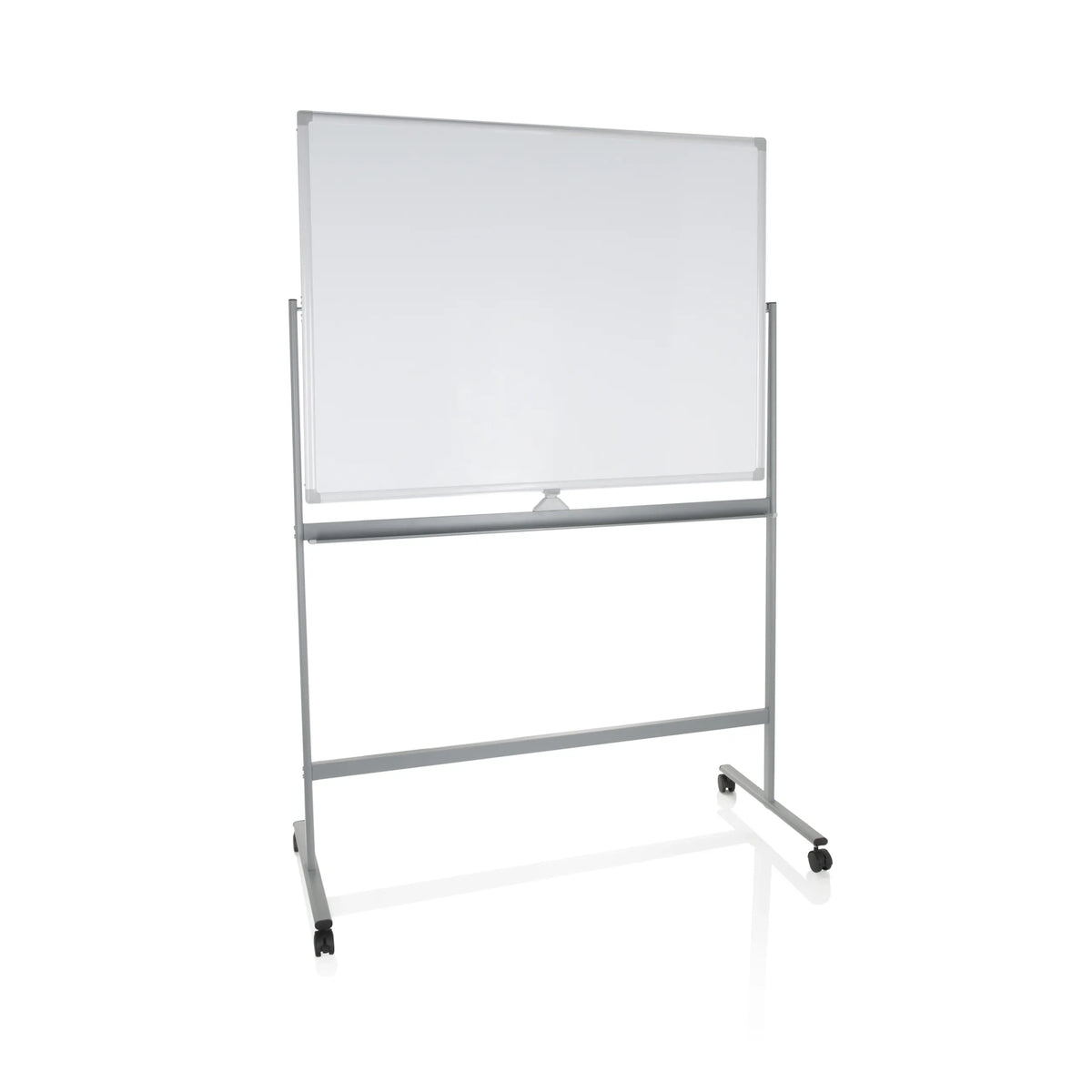 Lavagna bianca MULTIBOARD I bianca con struttura argentata e ruote di hjh OFFICE – vista a 360° (vista frontale 17°)