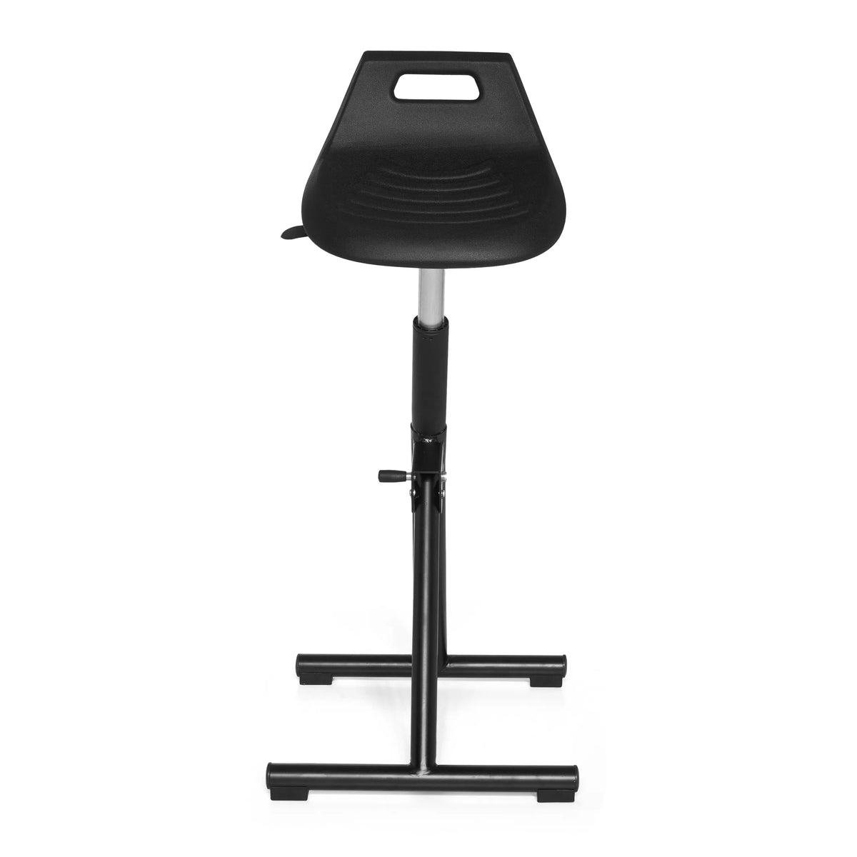 Ausilio per la posizione eretta TOP WORK 31 nero con seduta a guscio e base a T di hjh OFFICE – vista a 360° (vista frontale 0°)