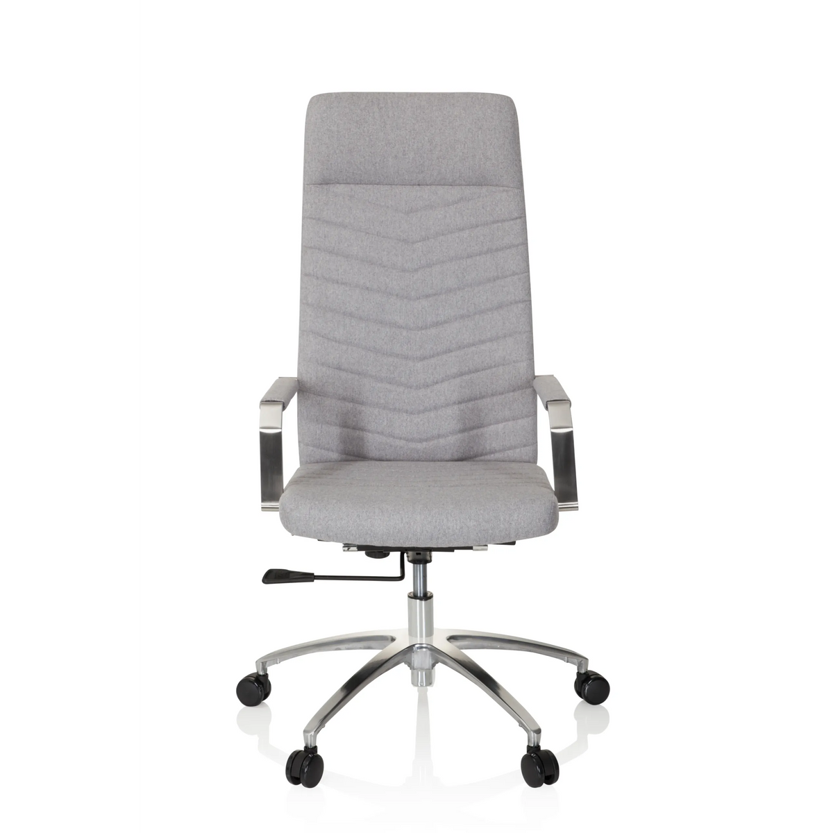 Sedia Home Office SARANTO PLUS grigio chiaro con braccioli e base a cinque ruote di hjh OFFICE – vista a 360° (vista frontale 0°)