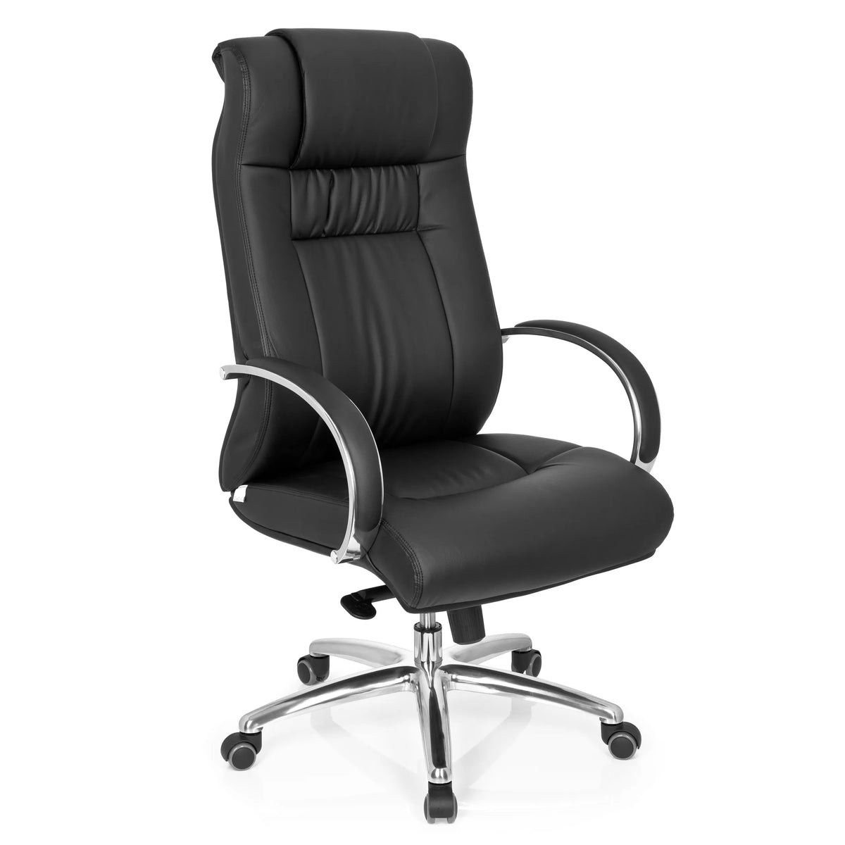 Sedia girevole XXL G 600 nera con braccioli e base a cinque ruote di hjh OFFICE – vista a 360° (vista frontale a tre quarti 40°)
