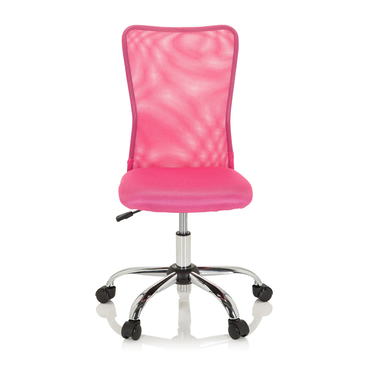 Sedia girevole per bambini KIDDY NET I rosa con schienale in rete e base a cinque ruote di hjh OFFICE – vista a 360° (vista frontale 0°)