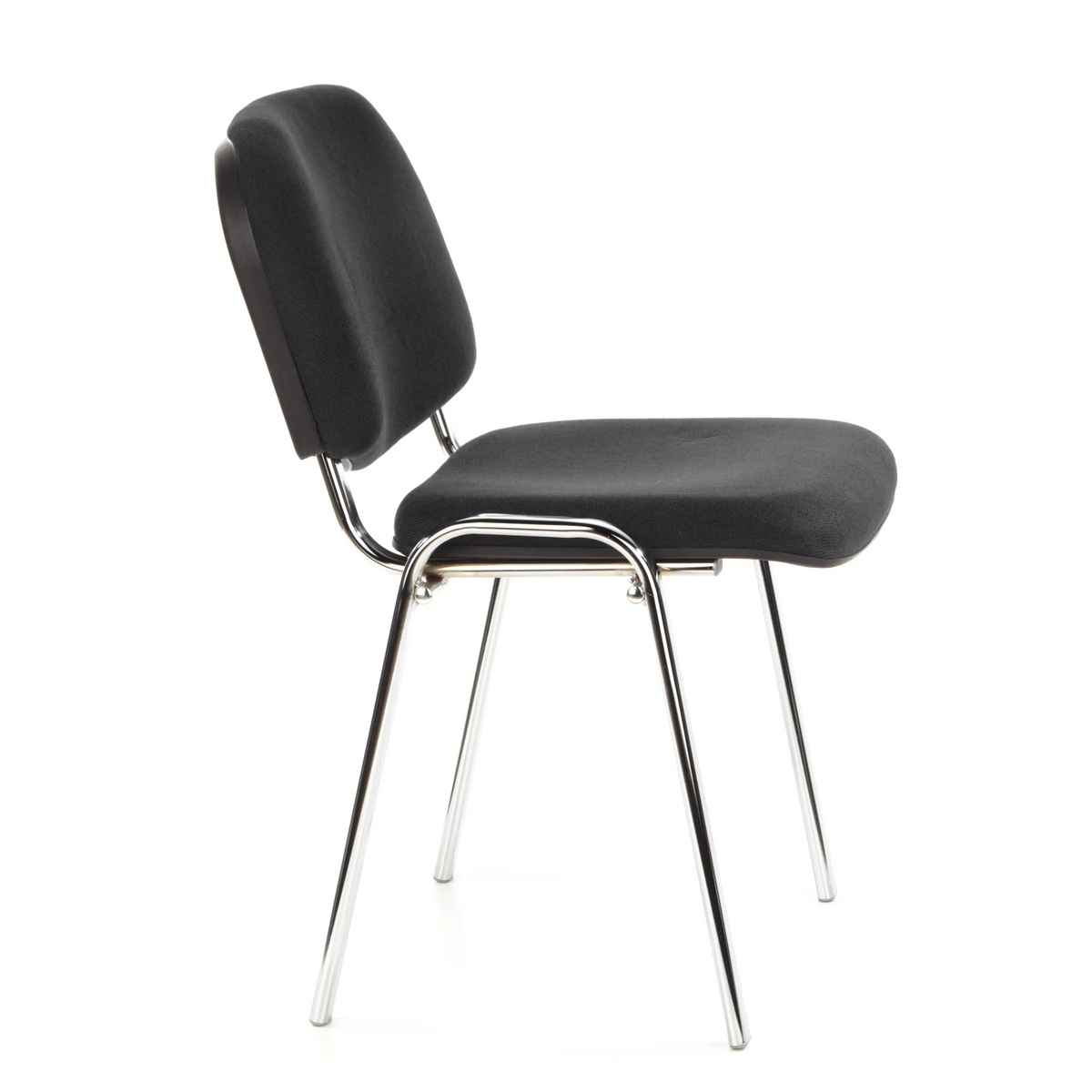 Sedia a quattro gambe XT 600 C nera con seduta e schienale imbottiti di hjh OFFICE – vista a 360° (profilo laterale 80°)