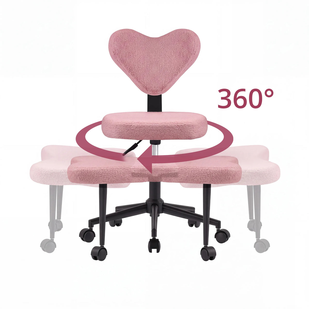 Funzione girevole a 360 gradi della sedia da meditazione Asanasit rosa con schienale a forma di cuore di hjh LIVING
