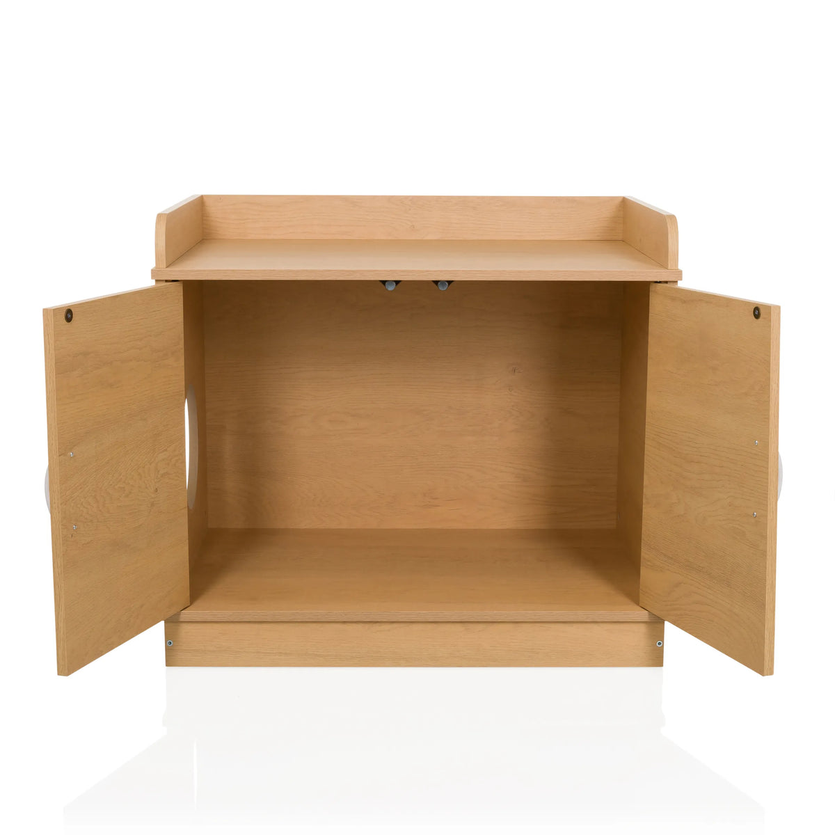 Cuccia per gatto KITTYHOME 2 aperta in effetto faggio con due porte e un ripiano di hjh LIVING