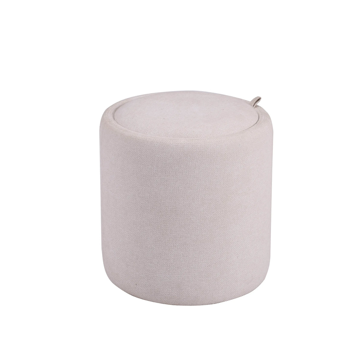 Tavolino cilindrico Nestup in look tessile bianco con una piccola maniglia sul bordo superiore di hjh LIVING