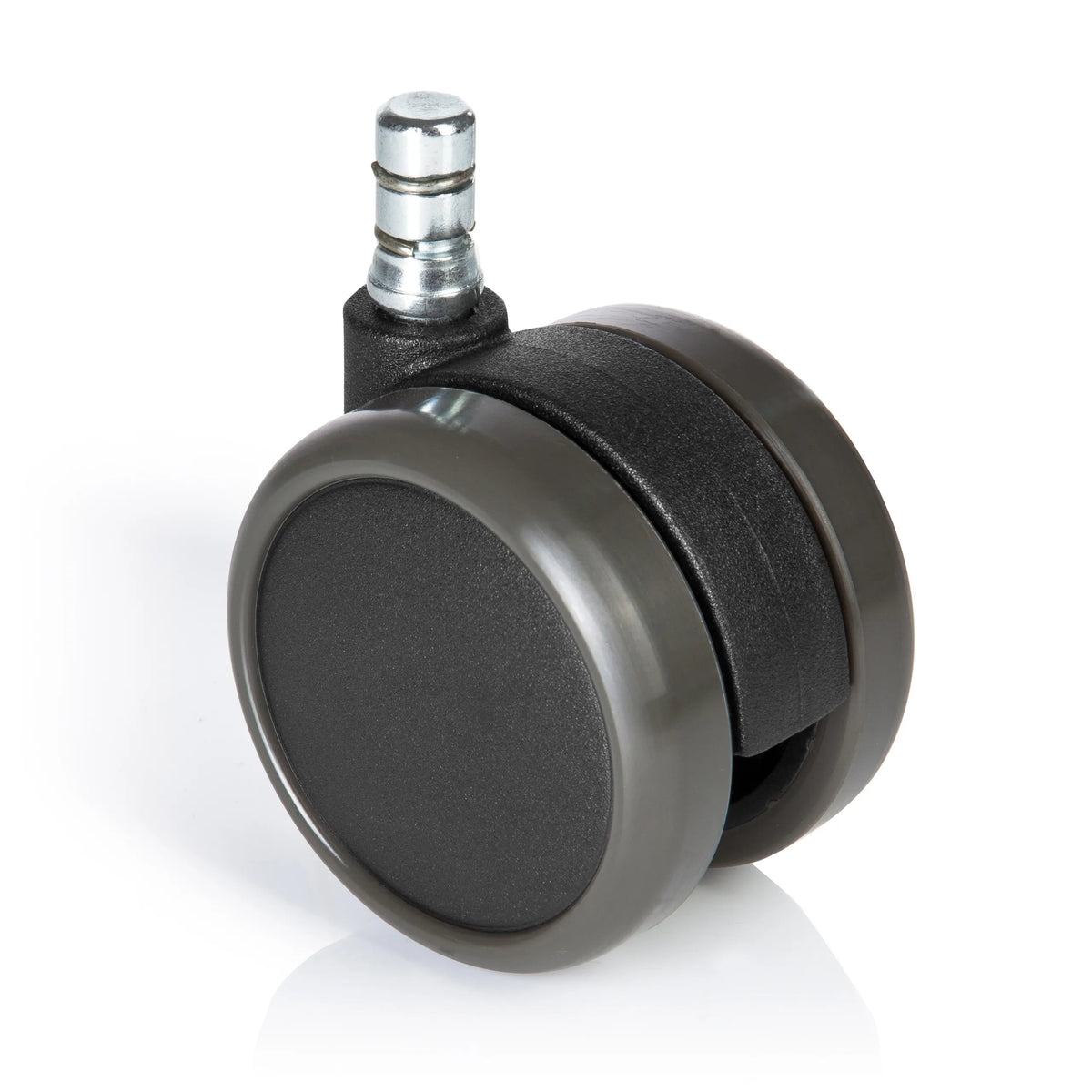 Rotelle per Sedia 5x ROLO No-Noise 11mm/65mm nere per pavimenti duri con perno in metallo argentato di hjh OFFICE – vista a 360° (vista frontale 0°)