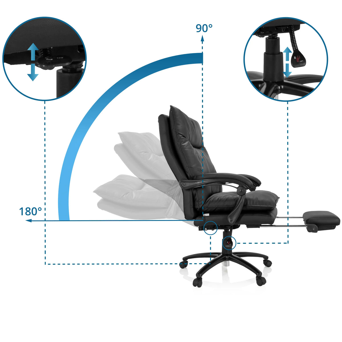 Schienale regolabile con inclinazione a 180 gradi della Poltrona Home Office RELAX CL 200 di MyBuero