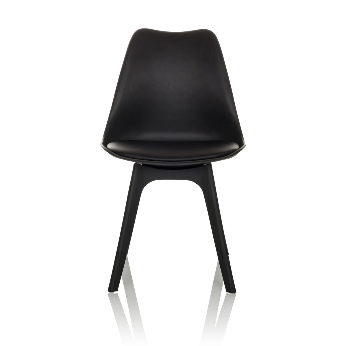 Sedia a conchiglia SCANDI P nera con quattro gambe di hjh OFFICE – vista a 360° (vista frontale 0°)
