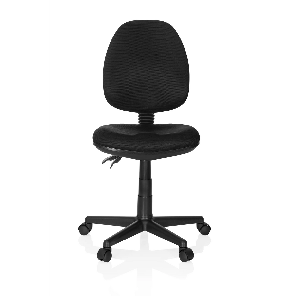 Sedia Home Office CITY 25 nera con schienale in rete e base a cinque ruote di hjh OFFICE – vista a 360° (vista frontale 0°)
