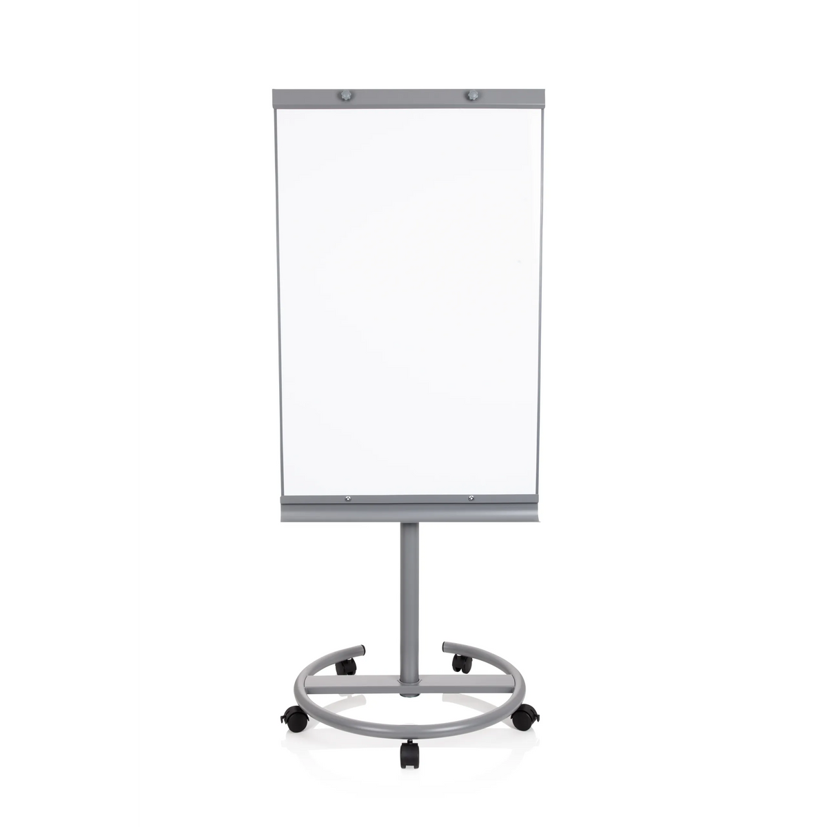 Lavagna bianca argentata MULTIBOARD su un supporto mobile con ruote di hjh OFFICE – vista a 360° (vista frontale 0°)