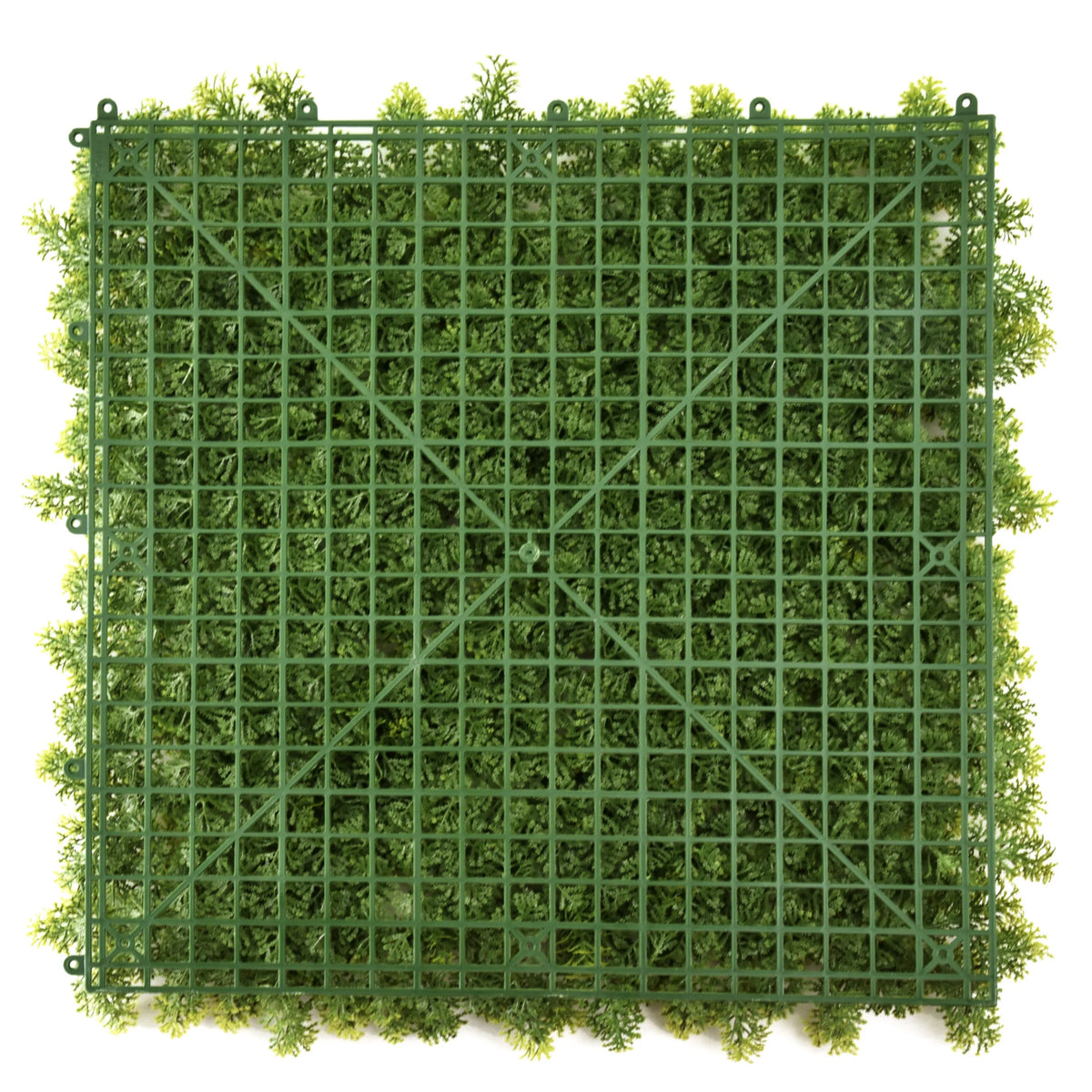 Pannello vegetale verde LEAFLUXE 3 con griglia quadrata in plastica e verde artificiale di hjh LIVING