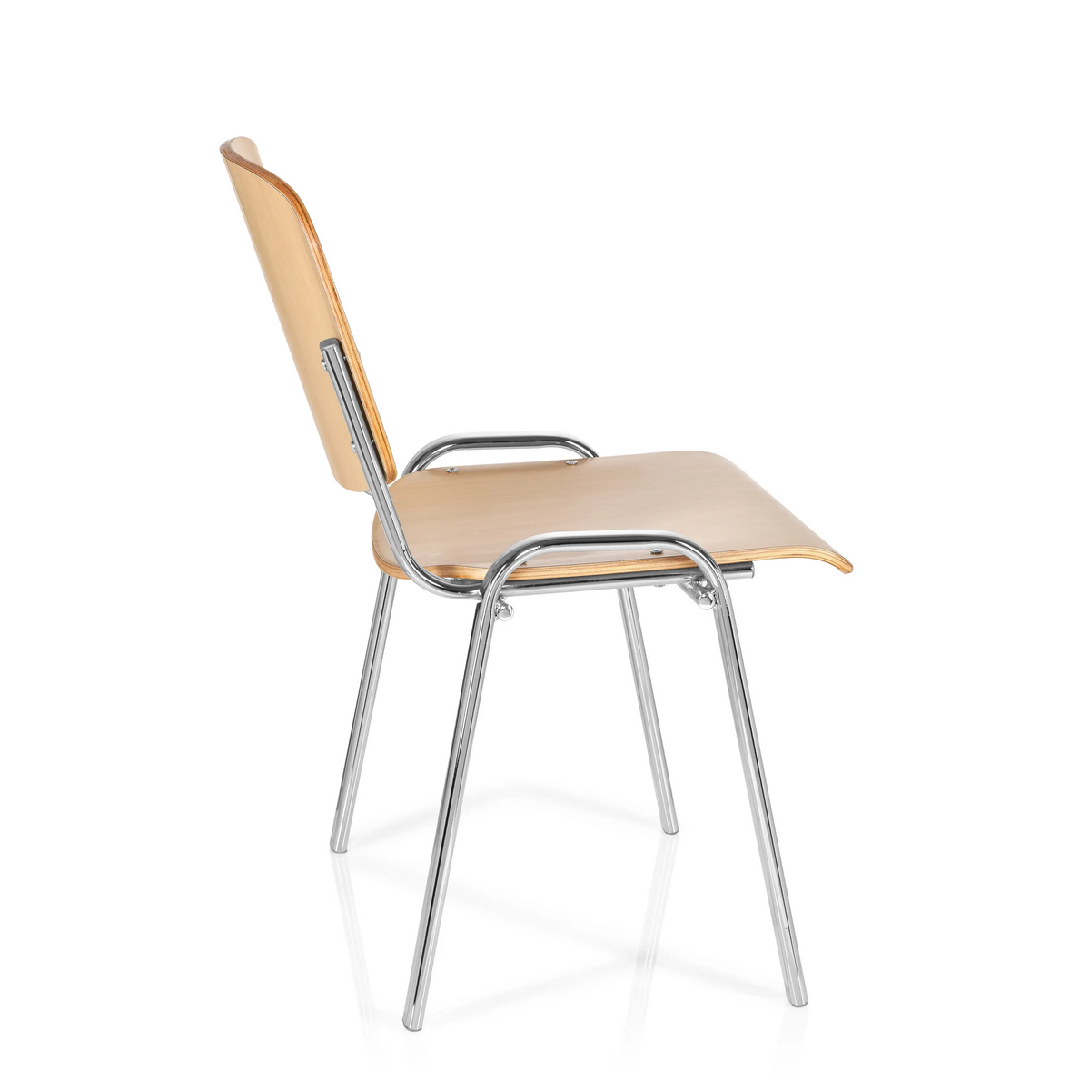 Sedia a quattro gambe XT 600 C H in faggio con struttura in cromo di hjh OFFICE – vista a 360° (profilo laterale 100°)