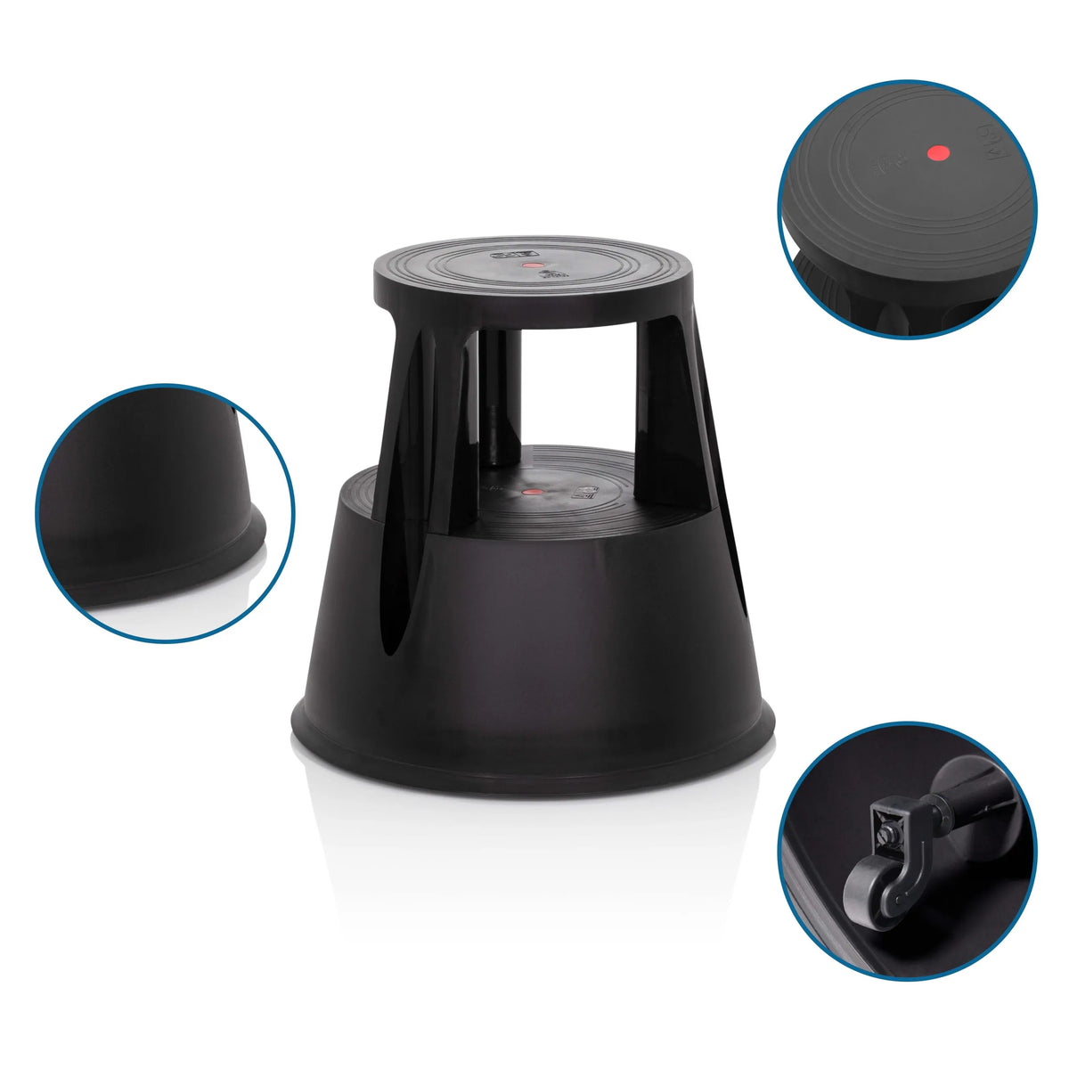 Sgabello TIO-M I nero con ruote e superfici antiscivolo di hjh OFFICE