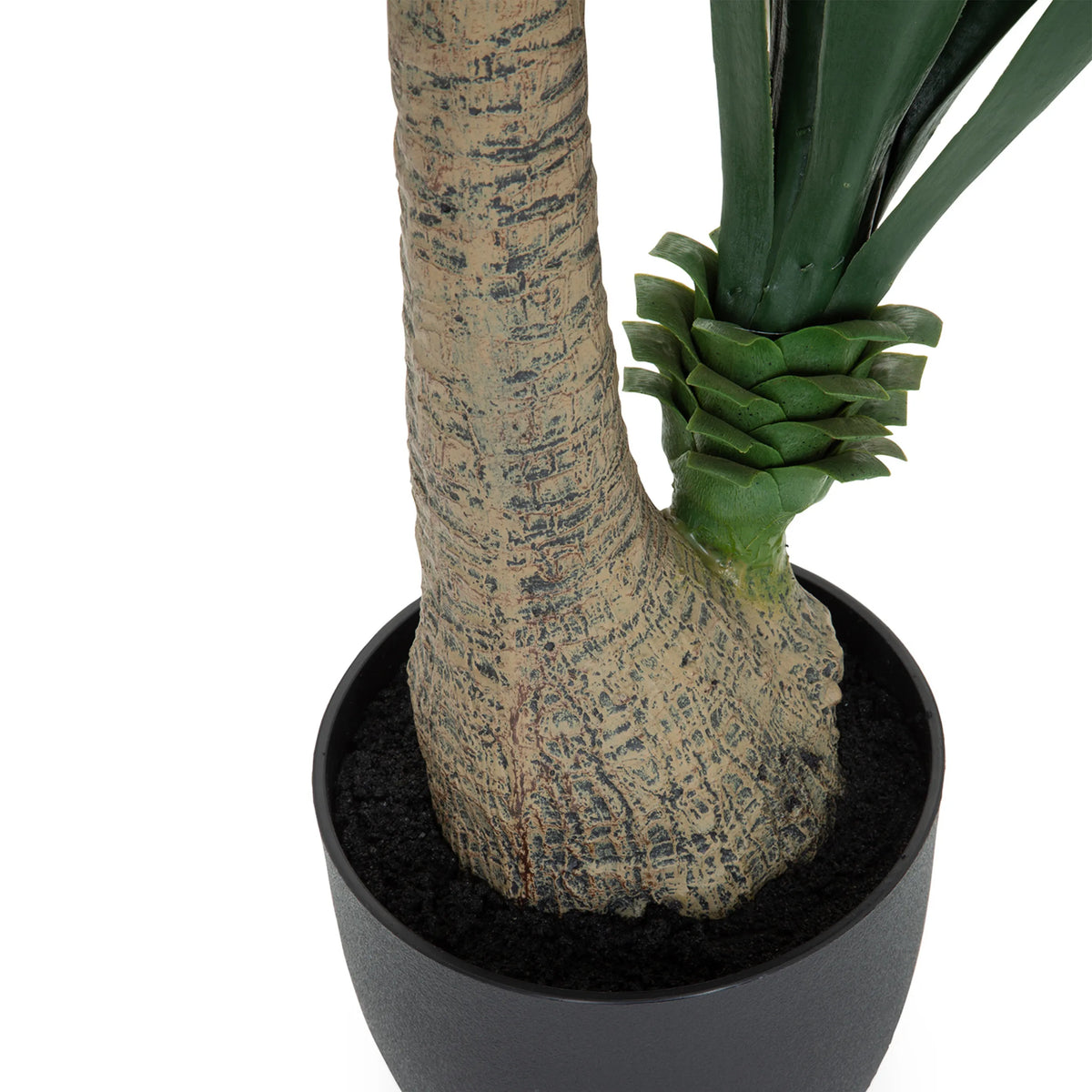 Fusto e base della pianta artificiale YUCCA in un vaso esterno nero di hjh OFFICE