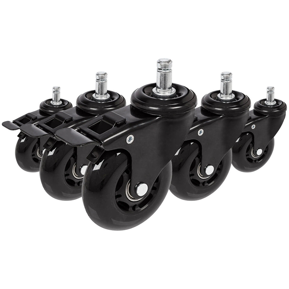 5x ROLO SKATE S 11mm/75mm con freno di stazionamento | Pavimenti duri - Rotelle per Sedia