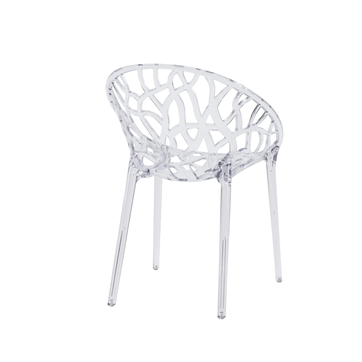 Sedia a quattro gambe Artifo T dall'aspetto trasparente con schienale a rete di hjh LIVING