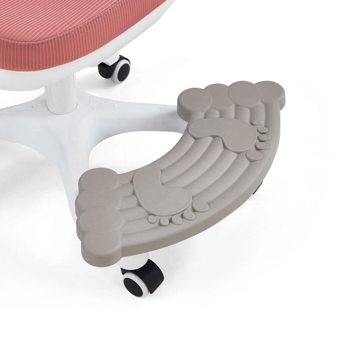 Poggiapiedi grigio della sedia girevole per bambini Kiddy Smart Step con incavi strutturati su una base a croce bianca di hjh OFFICE