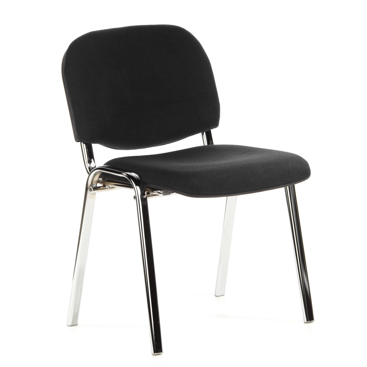 Sedia a quattro gambe XT 600 C nera con seduta e schienale imbottiti di hjh OFFICE – vista a 360° (vista frontale a tre quarti 40°)