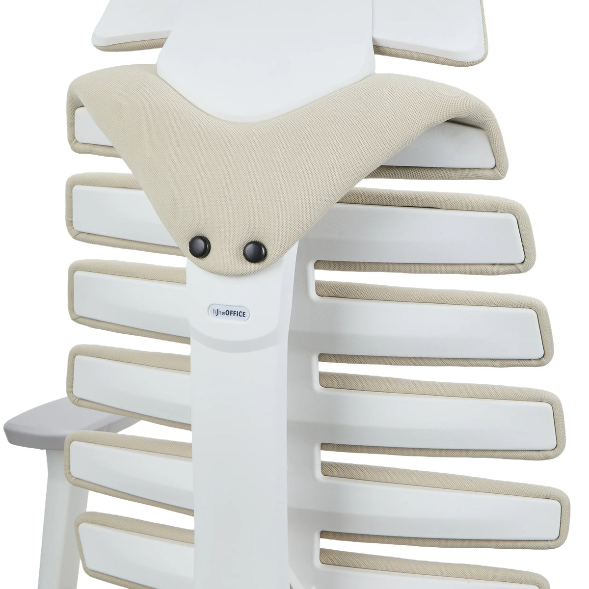 Schienale della sedia da ufficio professionale ERGO LINE W in Salted Caramel con telaio in plastica bianca di hjh OFFICE