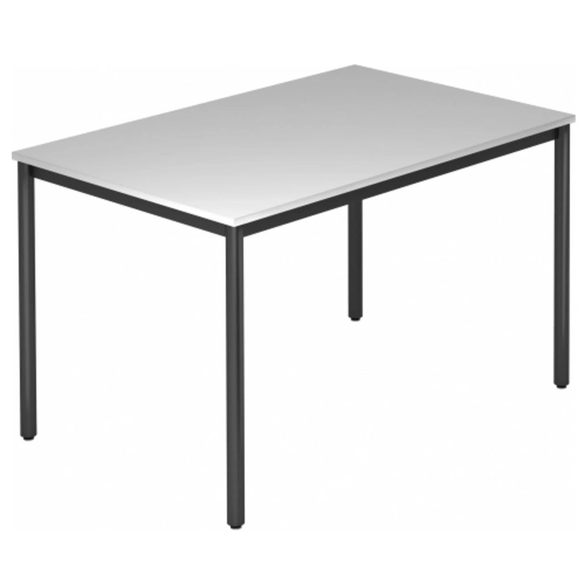 Scrivania DORAN DR12 D con piano grigio e gambe tubolari nere di hjh OFFICE PRO