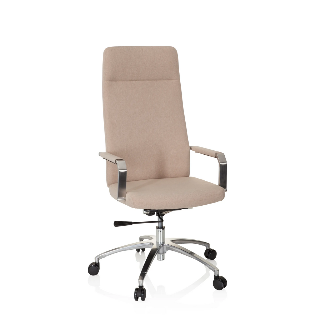 Sedia Home Office SARANTO PLUS I beige con braccioli e base a cinque ruote di hjh OFFICE – vista a 360° (vista frontale 20°)