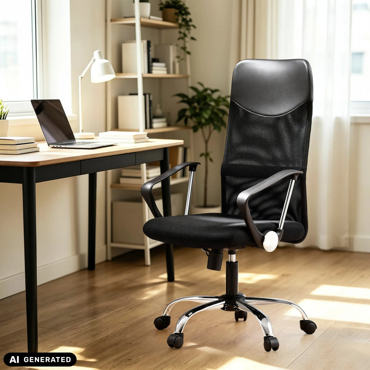 Poltrona Home Office PURE NET nera con schienale in rete e braccioli di hjh OFFICE
