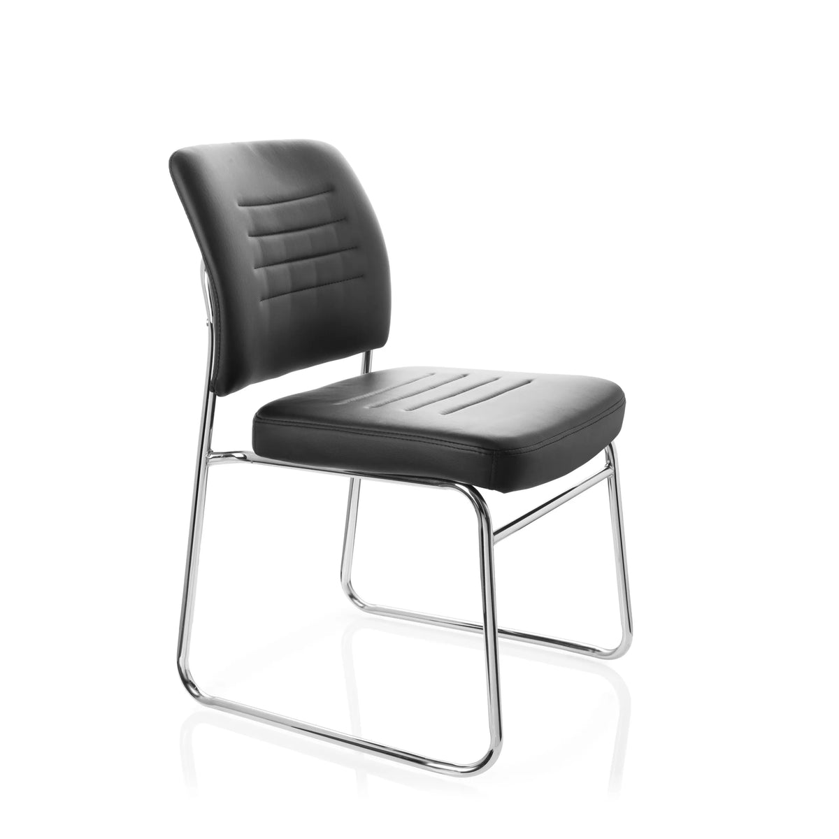 Sedia visitatore nera TONSO V con imbottitura e struttura a slitta di hjh OFFICE – vista a 360° (vista frontale a tre quarti 60°)