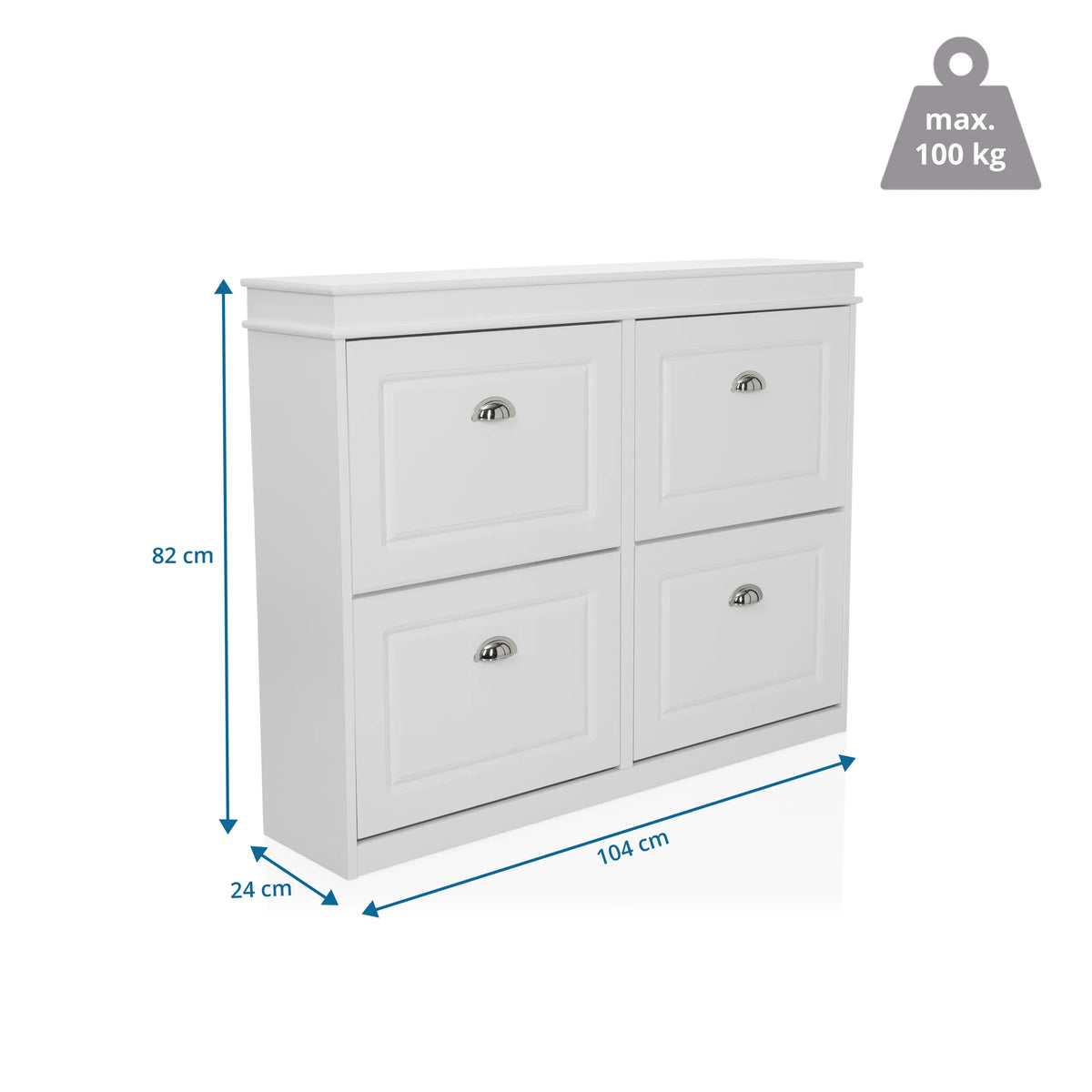 Disegno tecnico della Scarpiera ESTHA 4 con 104 × 82 cm e portata massima di 100 kg di hjh LIVING