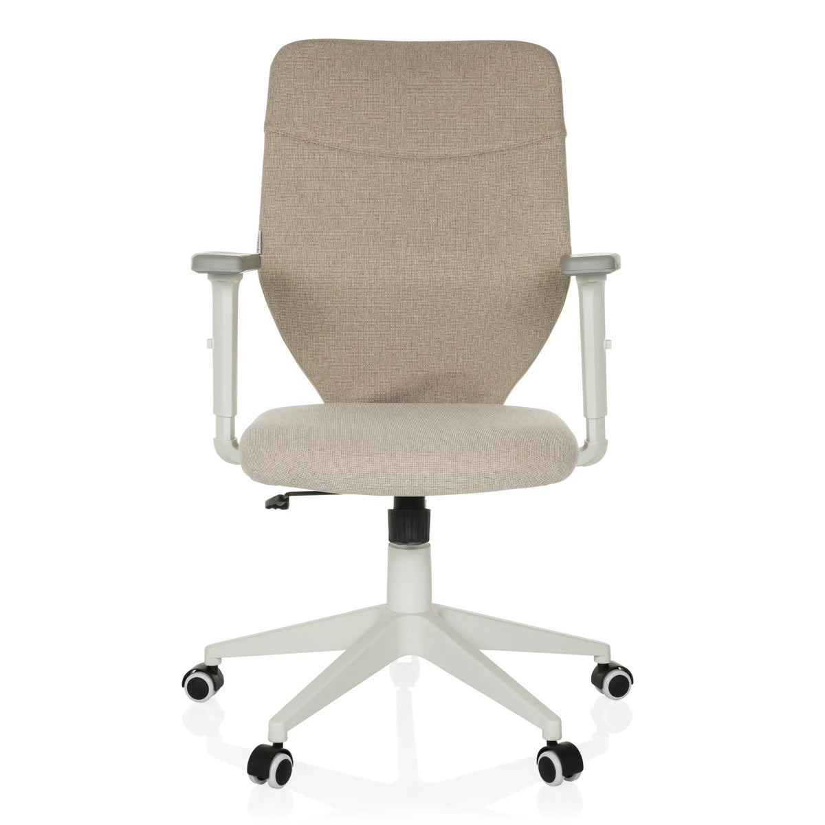 Sedia Home Office COSIO II beige con braccioli e base a cinque ruote di hjh OFFICE – vista a 360° (vista frontale 0°)