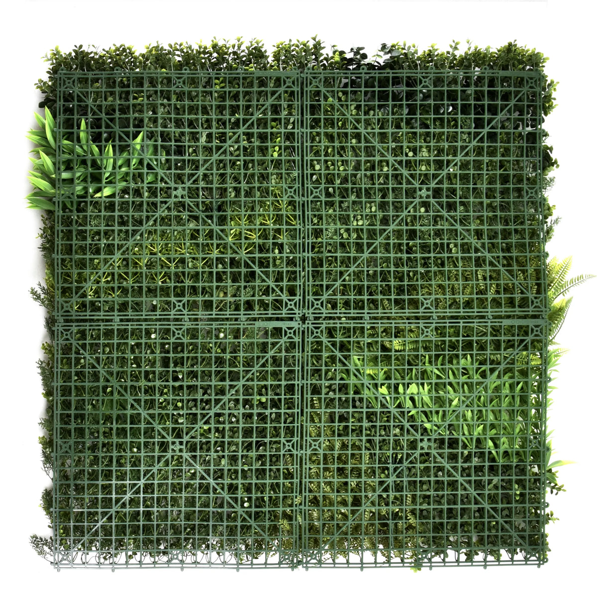 Pannello vegetale verde LEAFLUXE 3D con griglia in plastica e fogliame artificiale di hjh LIVING