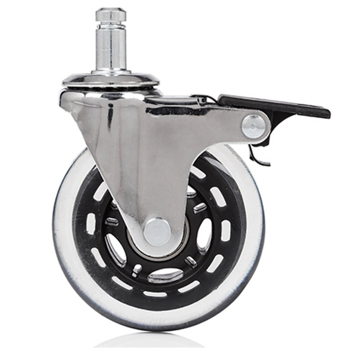 Rotelle per Sedia 5x ROLO SKATE CT 11mm/75mm con freno di bloccaggio in argento e trasparente per pavimenti duri di hjh OFFICE