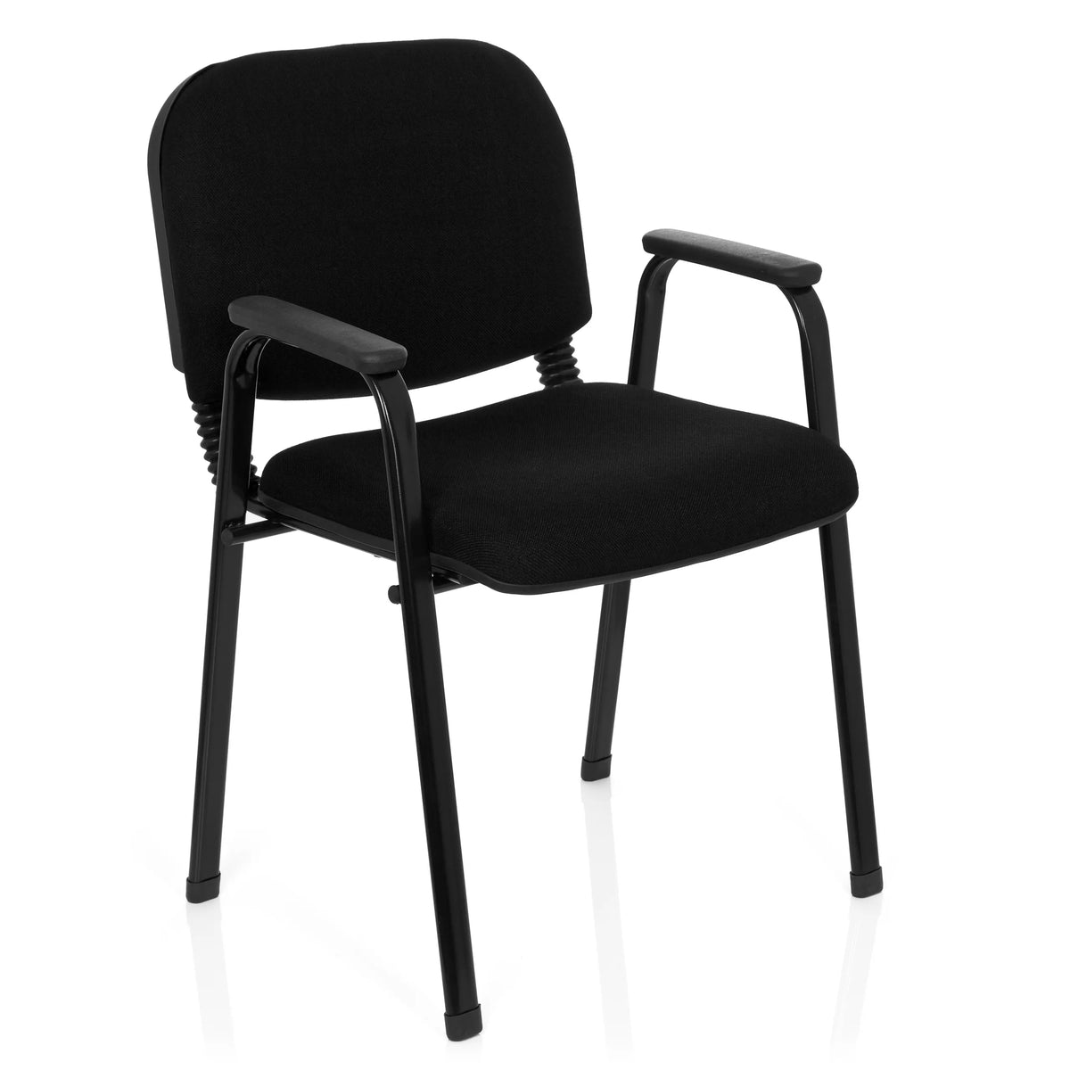 Sedia a quattro gambe XT 650 nera con braccioli e seduta imbottita di hjh OFFICE – vista a 360° (vista frontale a tre quarti 40°)
