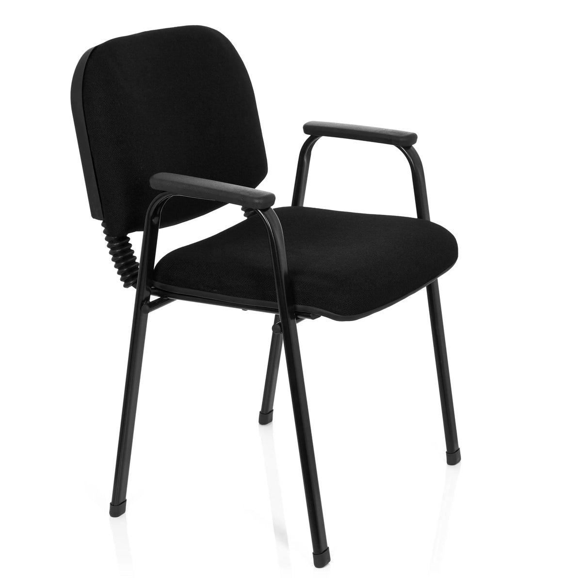 Sedia a quattro gambe XT 650 nera con braccioli e seduta imbottita di hjh OFFICE – vista a 360° (vista frontale a tre quarti 60°)