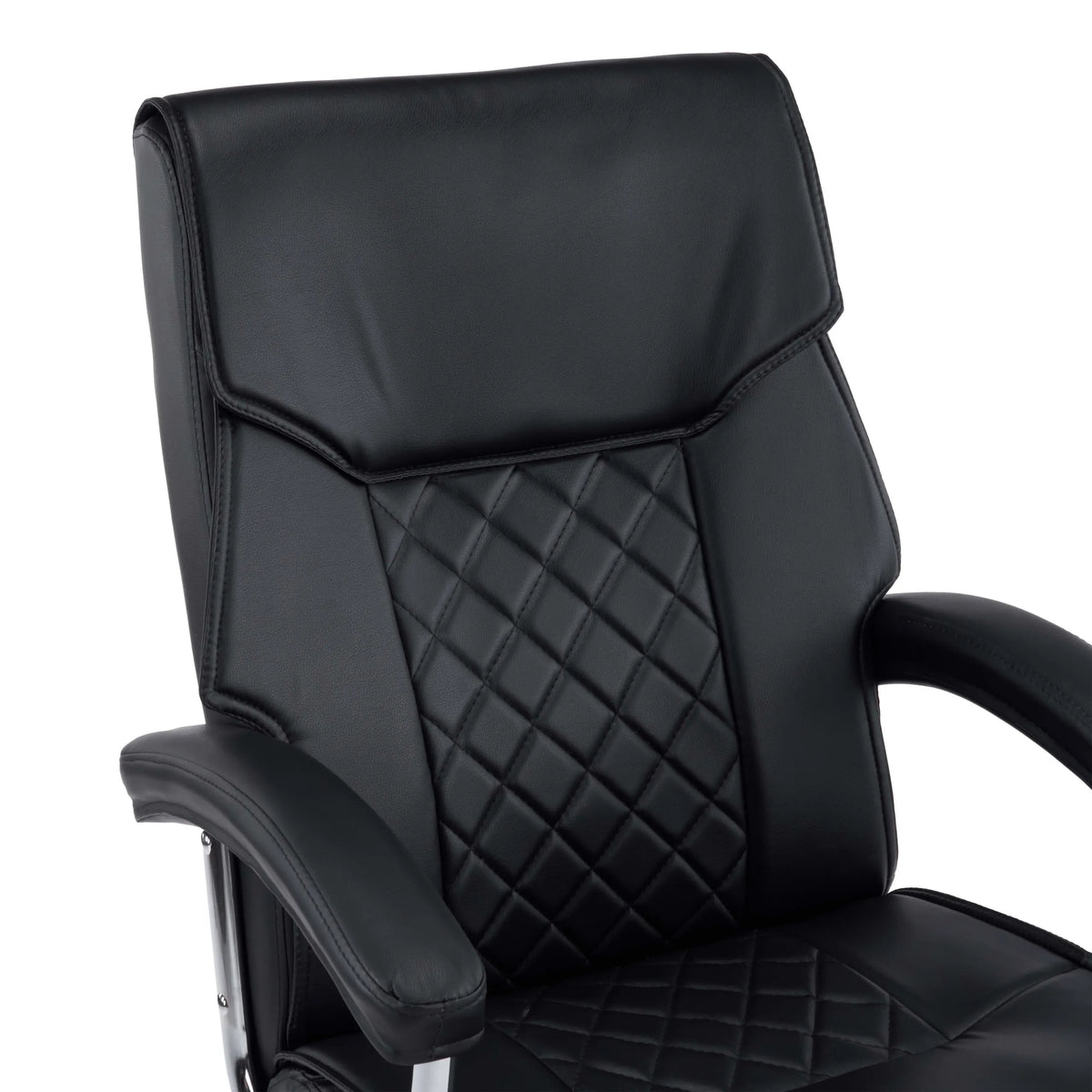 Schienale con trapuntatura a rombi della sedia Home Office Relax Prestio in nero di MyBuero