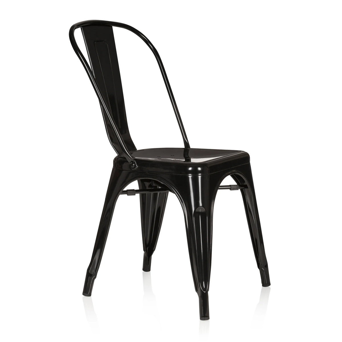 Sedia bistro nera VANTAGGIO COMFORT con struttura in metallo e schienale alto di hjh OFFICE – vista a 360° (vista frontale a tre quarti 60°)