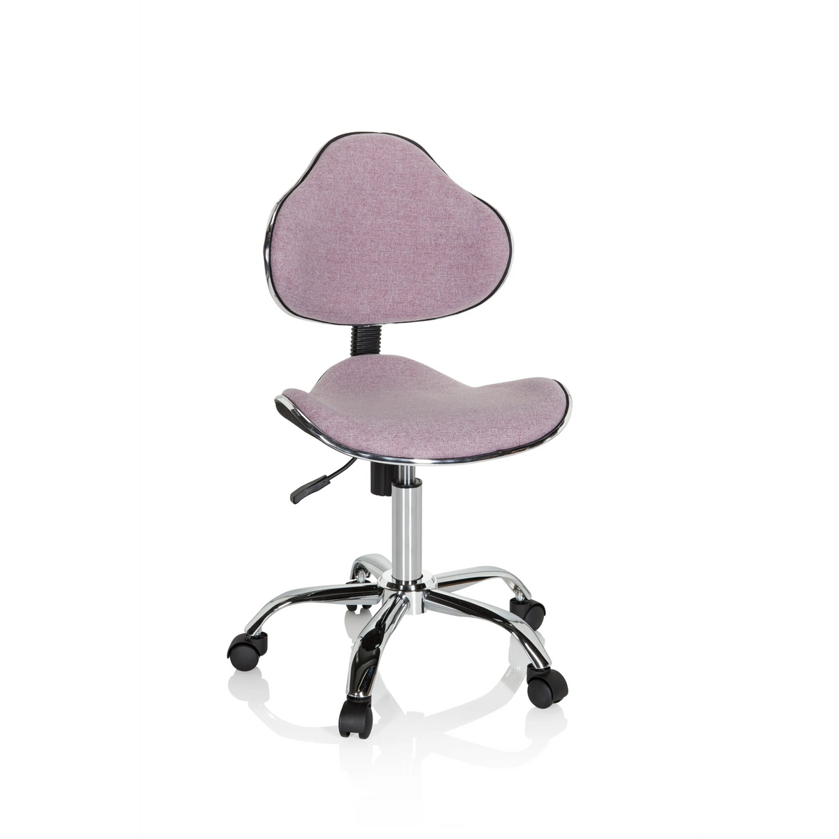 Sedia girevole per bambini KIDDY GTI-3 rosa con base lucida e cinque rotelle di hjh OFFICE – vista a 360° (vista frontale 20°)