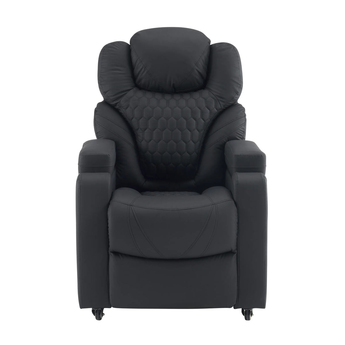 Poltrona Lounge Game Sport RX nera con cuciture a nido d'ape sullo schienale e ruote di hjh OFFICE – vista a 360° (vista frontale 0°)
