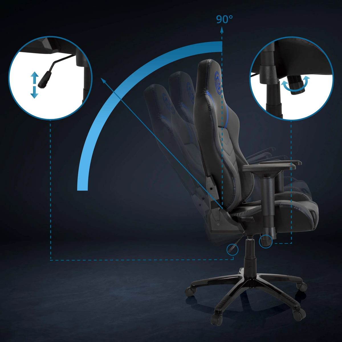 Schienale regolabile fino a 90 gradi della Sedia da gaming GAMEBREAKER POLARYS I di hjh OFFICE