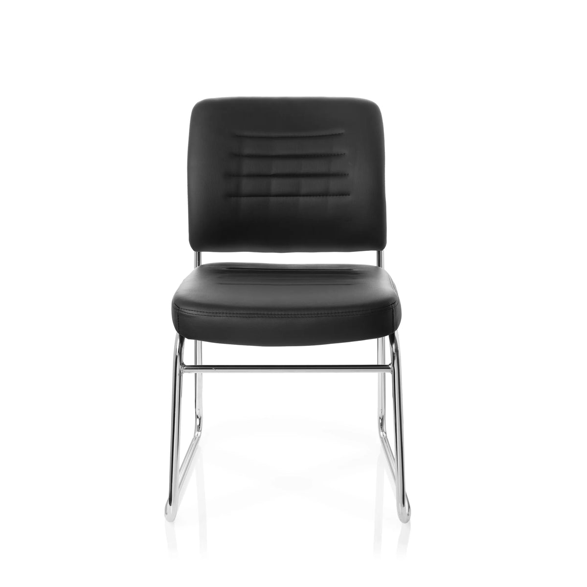 Sedia visitatore nera TONSO V con imbottitura e struttura a slitta di hjh OFFICE – vista a 360° (vista frontale 0°)