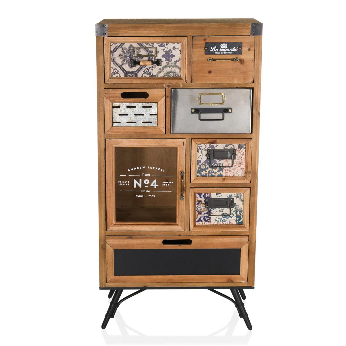 Madia CONTINENTO S in tonalità legno con vari cassetti e accenti metallici di hjh LIVING