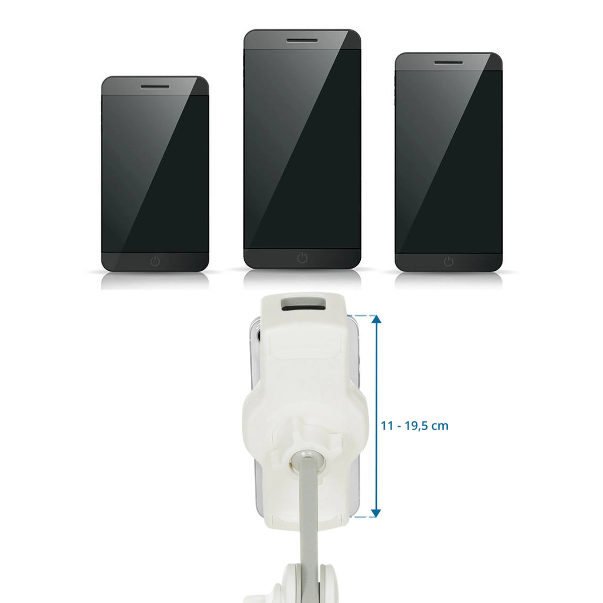 Dispositivo di fissaggio regolabile del Supporto per cellulare e tablet COMFILAP II con misura 11 - 19,5 cm di hjh OFFICE