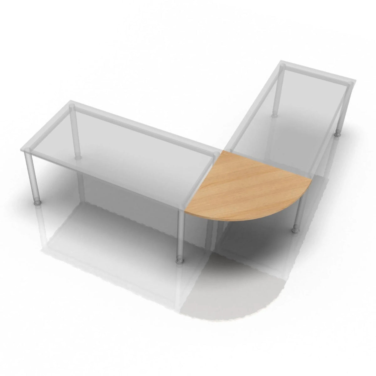 Scrivania ad angolo KONTOR KP 91 con piano in rovere chiaro e gambe argentate di hjh OFFICE PRO