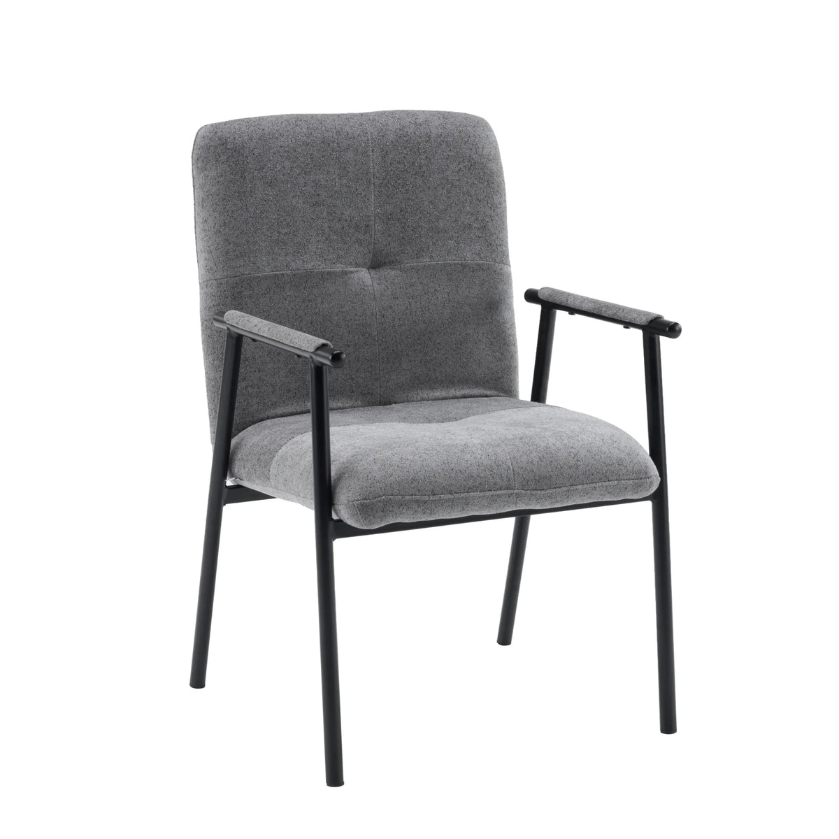 Poltrona imbottita grigia Lifea Flex con struttura in metallo nero e braccioli di hjh LIVING