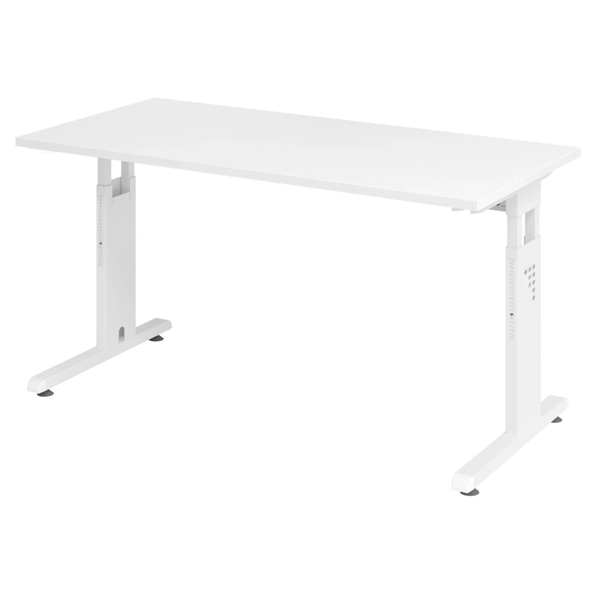 Scrivania regolabile in altezza MEGA 614 W di colore bianco con piano rettangolare di hjh OFFICE PRO