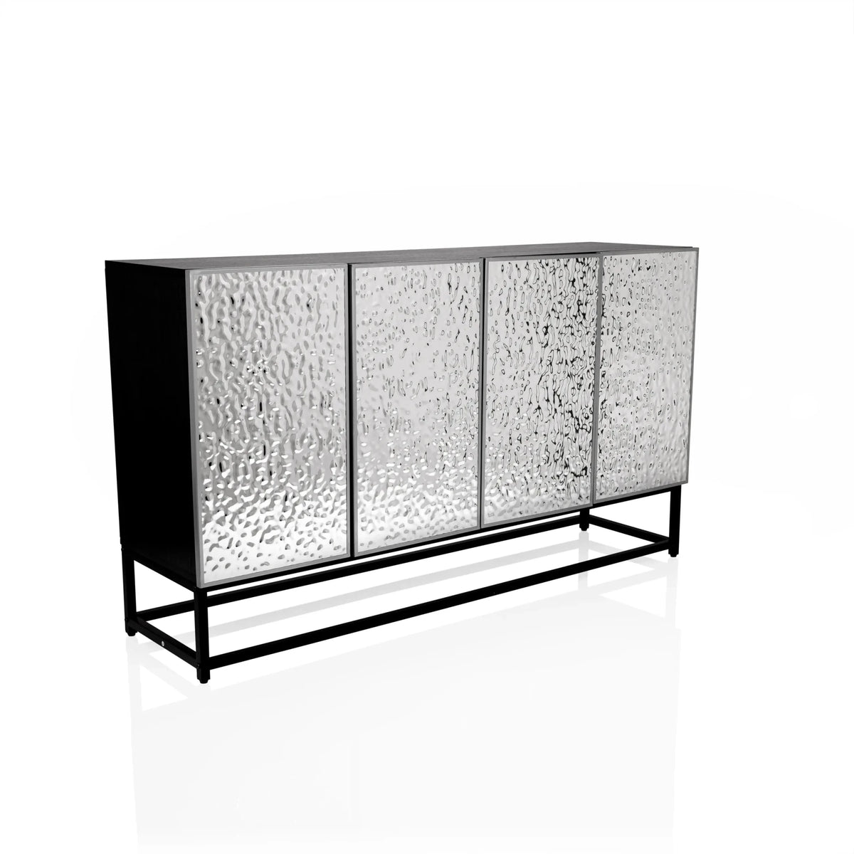Cassettiera METALLIO in nero e argento con frontali strutturati su struttura nera di hjh LIVING