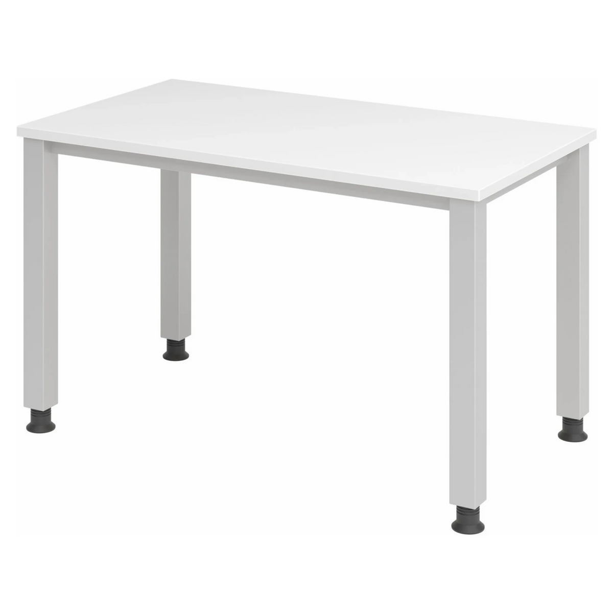 Scrivania regolabile in altezza QUEO 612 S in bianco e argento con quattro gambe di hjh OFFICE PRO