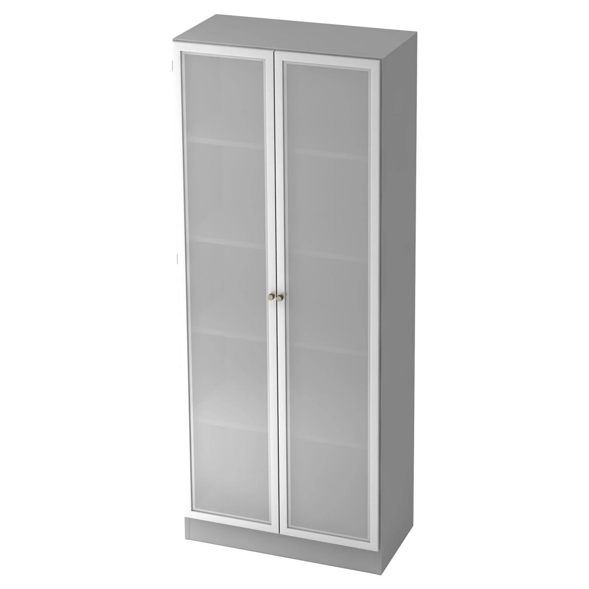 Mobile archivio grigio SIGNA K 6100G SG con due ante in vetro opaco e maniglie argentate di hjh OFFICE PRO