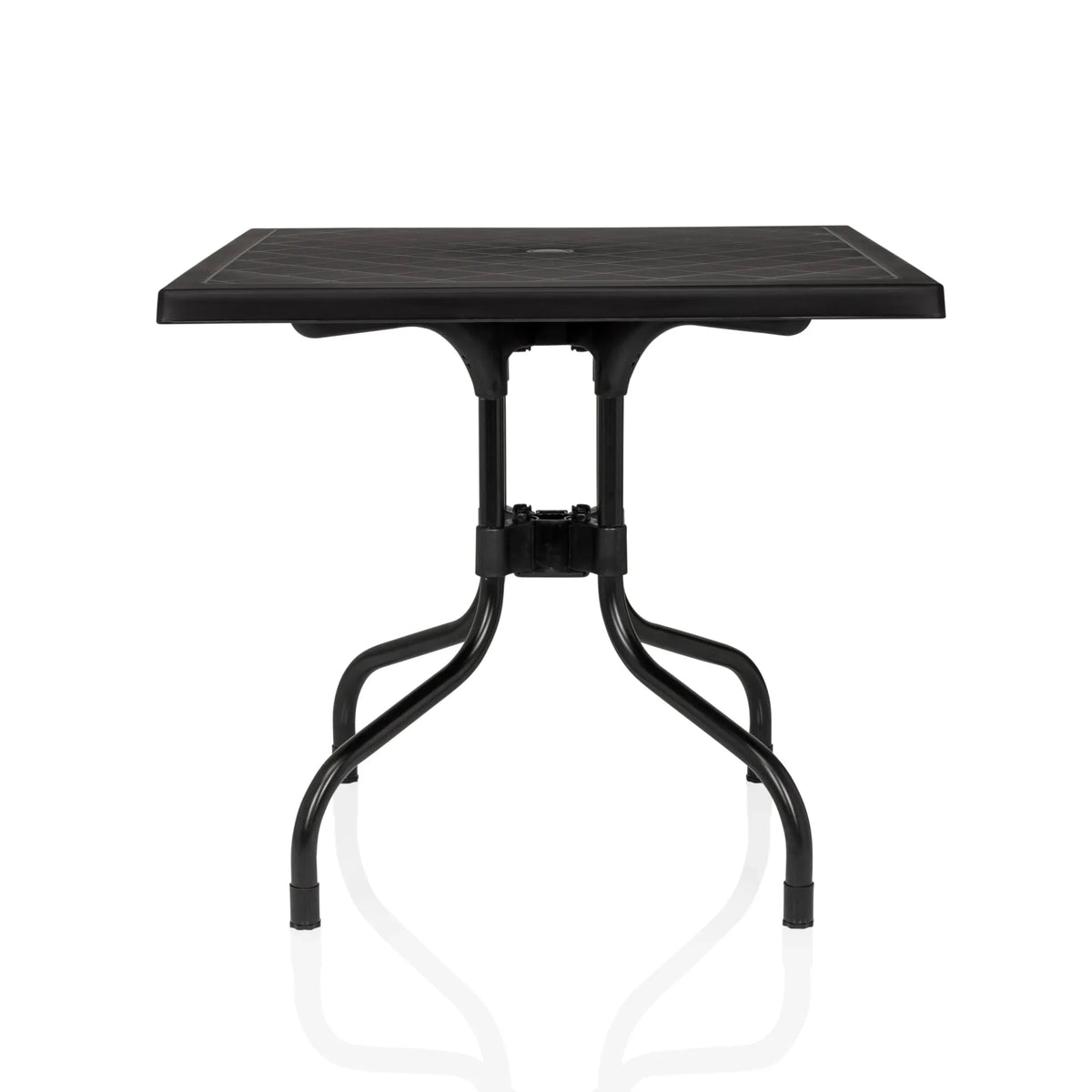 Tavolo pieghevole TRAVANO T1 nero con piano quadrato e struttura curva di hjh LIVING